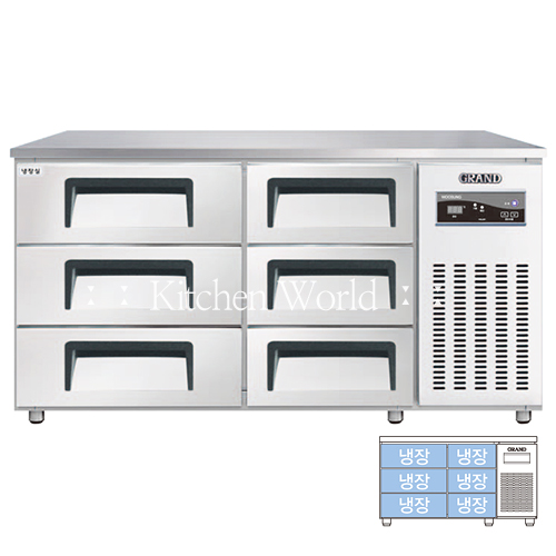 그랜드우성 고급형 높은서랍식보냉테이블냉장고(1500/6도어/직냉식) CWSM-150HDT