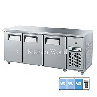 그랜드우성 보급형 보냉테이블냉장고(1800/6자/냉동장/3도어/직냉식) GWS-180RFT(3D)